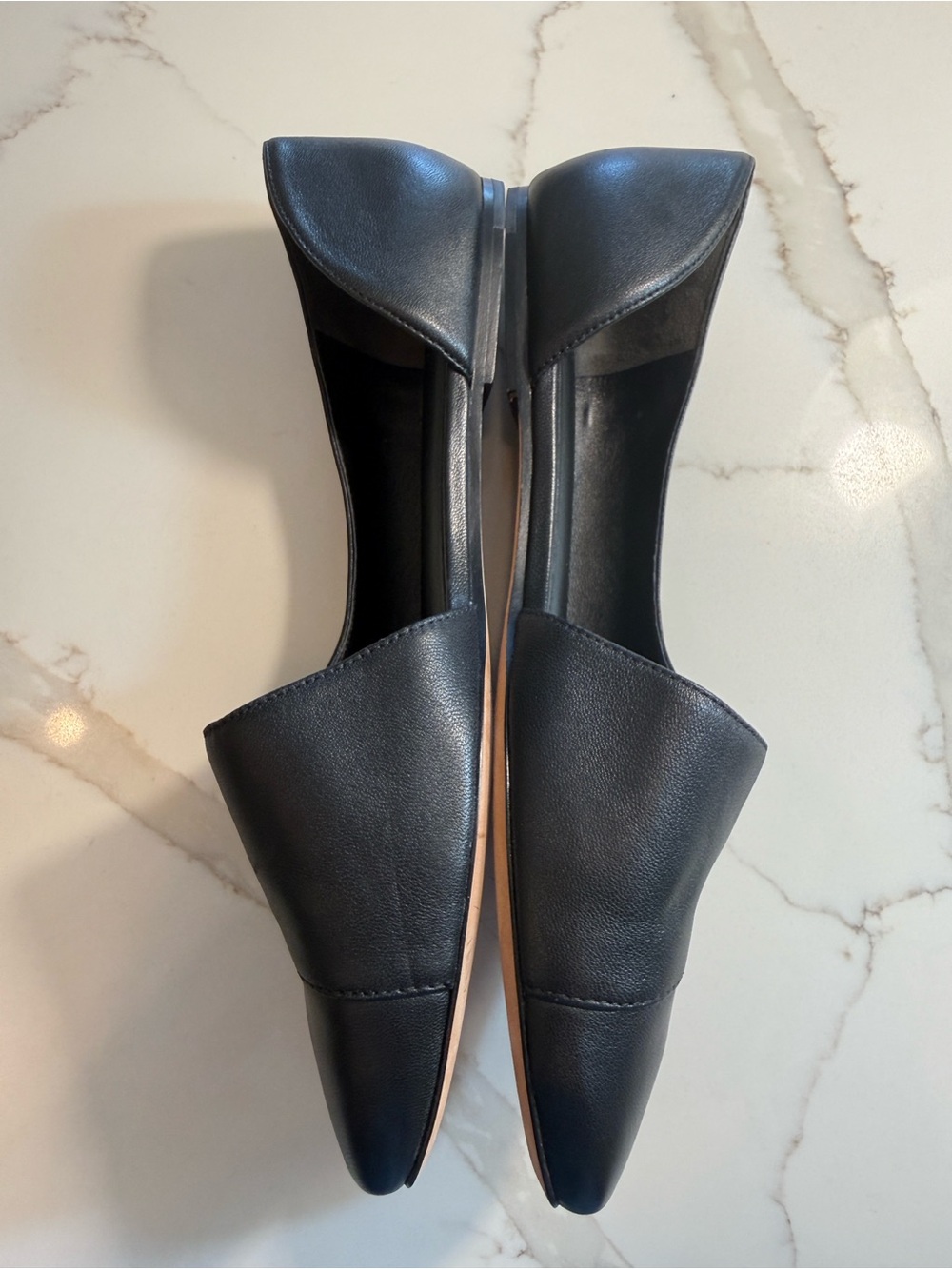 Vince Cyder Black Leather Square Toe d'Orsay Flats Size 8.5 NWOT - Picture 6 of 12